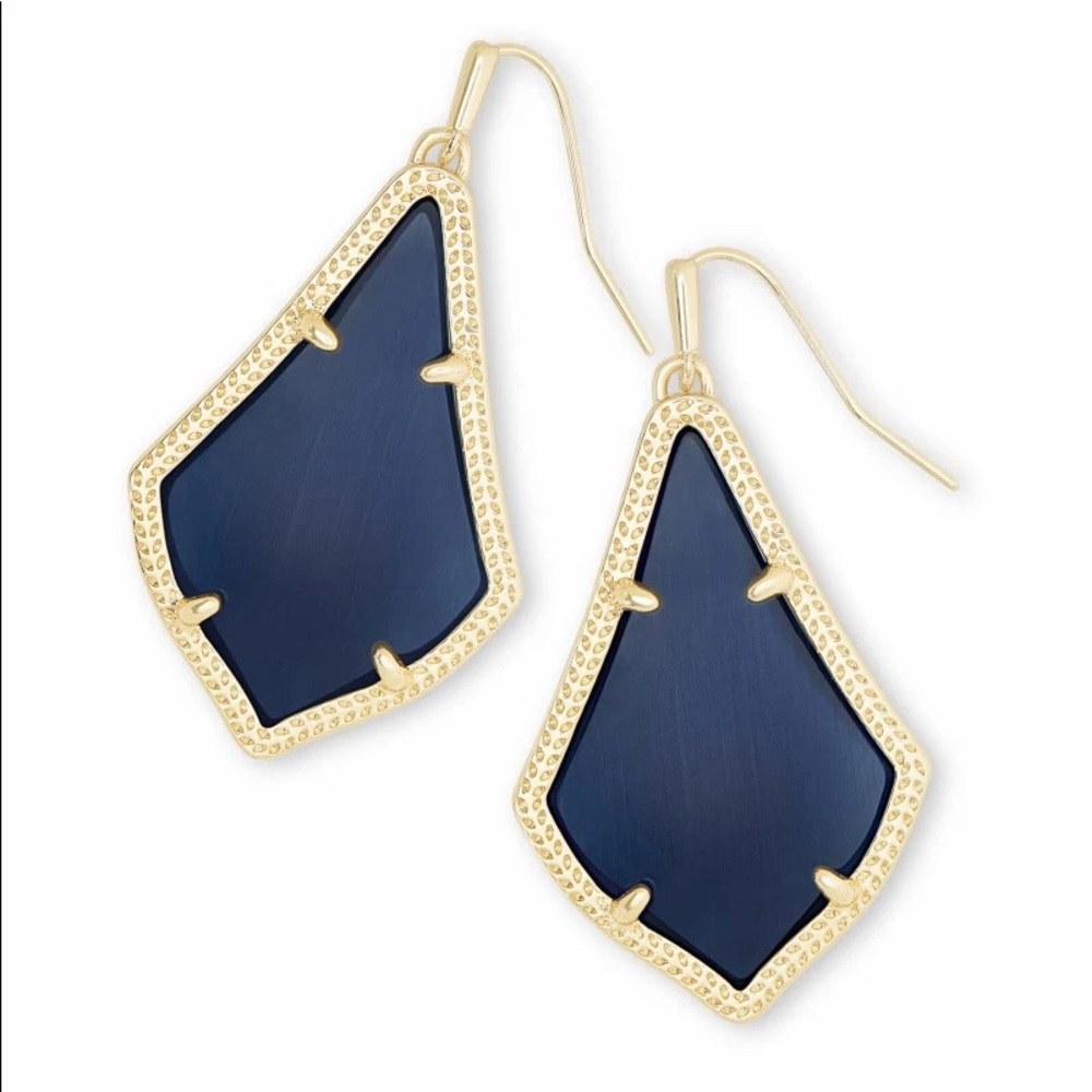Alex Gold Drop Earrings In Navy